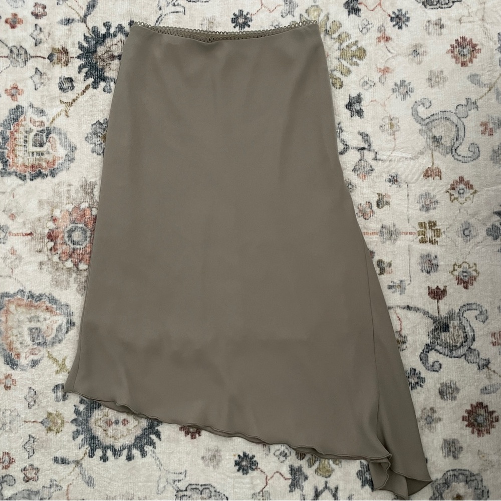 taupe chiffon asymmetrical skirt